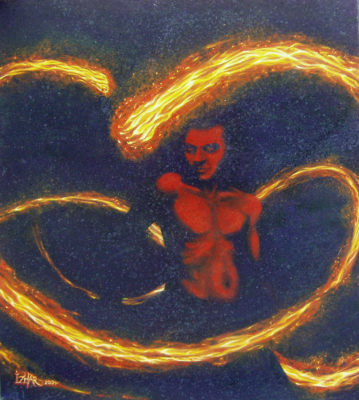 painting, fire poi art, Izhar Rott,