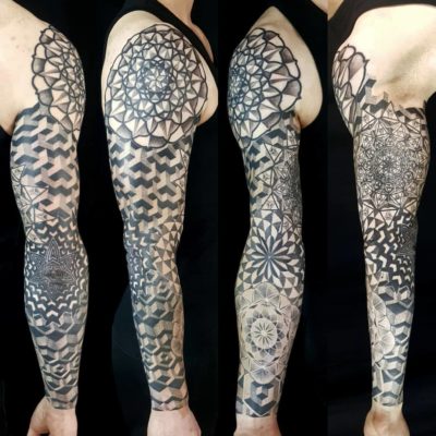 Izhar Rott Geometric sleeve Tattoo