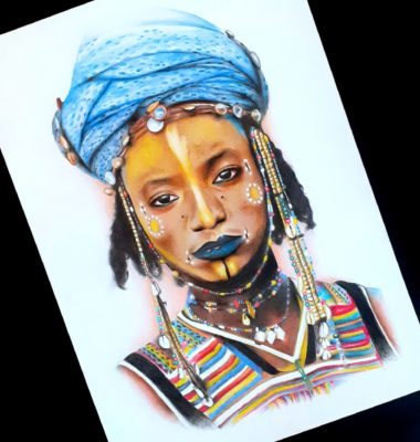 Manon Light Art Painting, tribal woman drawing
