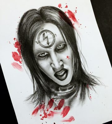 Manon Light Art Painting, reaistic drawing, Marilyn manson