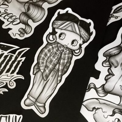 tattoo design, light art tattoo, betty boop