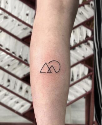 hills tattoo, sunset tattoo, symbol tattoo, light art tattoo, women tattooer