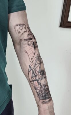 Lightart tattoo, nautical tattoo sleeve