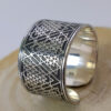 silver ring, 925 sterling silver, sacred geometry pattern on ring, silver jewelry